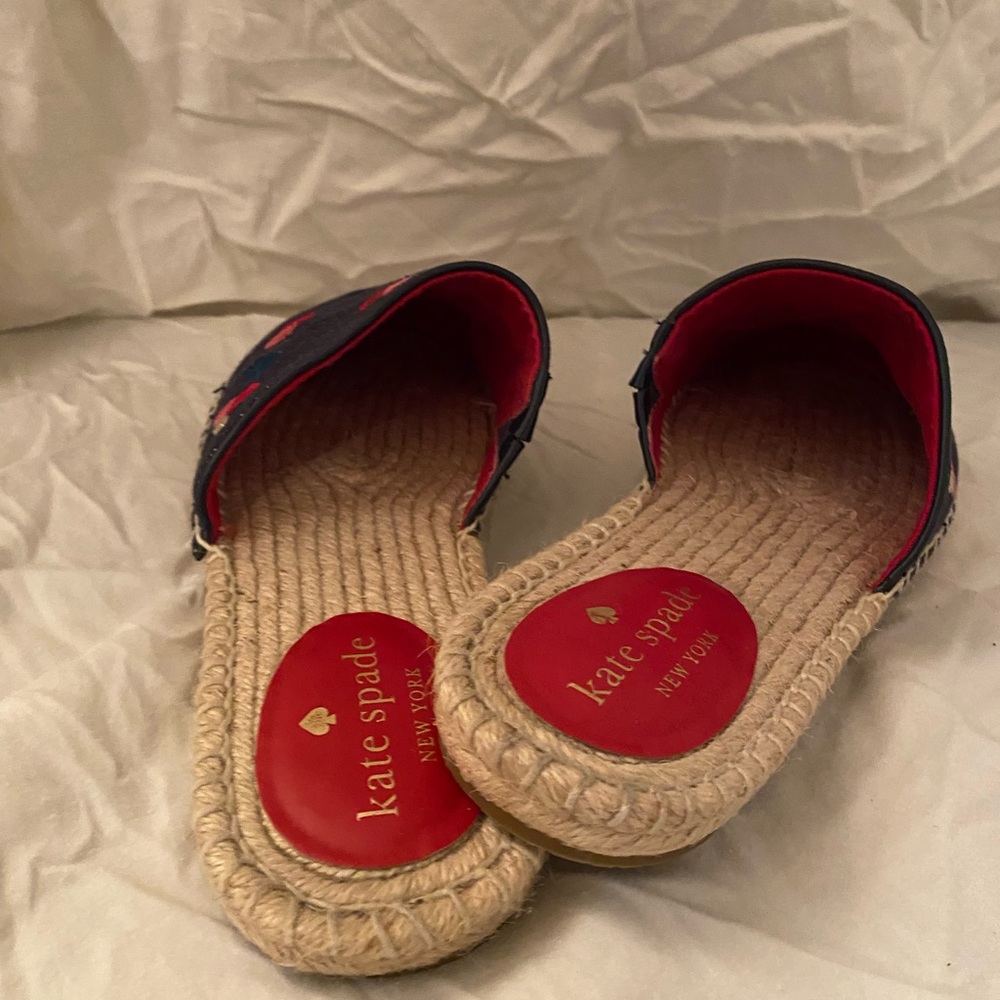 Kate Spade Navy Cherry Embroidered Flats - Picture 2 of 6